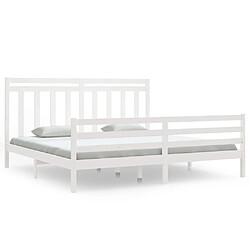 Maison Chic Lit adulte - Lit simple Cadre de lit,Structure du lit Contemporain Blanc Bois massif 200x200 cm -MN20625