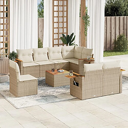 Maison Chic Salon de jardin avec coussins 9 pcs | Ensemble de Table et chaises | Mobilier d'Extérieur beige résine tressée -GKD27092