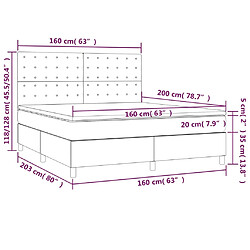 Maison Chic Lit adulte- Lit + matelas,Sommier à lattes de lit et matelas et LED Noir 160x200 cm Tissu -GKD93518 pas cher