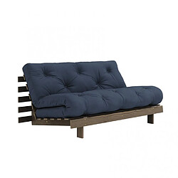 Inside 75 Canapé convertible futon ROOTS pin carob brown matelas navy blue couchage 160x200 cm