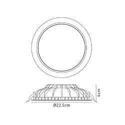 Inspired Downlight encastré 22,5cm rond 24W LED 4000K, 2160lm, blanc mat