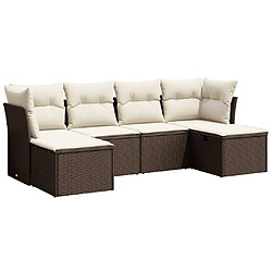 vidaXL Salon de jardin avec coussins 6 pcs marron résine tressée