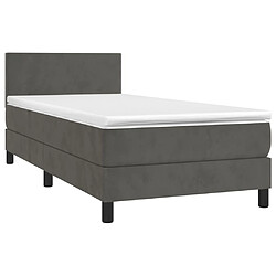 Avis Maison Chic Lit adulte- Lit + matelas,Sommier à lattes de lit avec matelas et LED Gris foncé 90x190cm -GKD82014