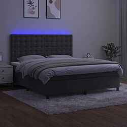 Acheter Maison Chic Lit adulte- Lit + matelas + LED,Sommier à lattes de lit matelas et LED Gris foncé 180x200 cm -GKD27739