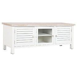 Pegane Meuble TV en bois de sapin et MDF coloris blanc - Longueur 120 x Profondeur 40 x hauteur 45 cm