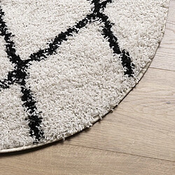 Avis vidaXL Tapis shaggy à poils longs moderne crème et noir Ø 240 cm