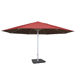 Decoshop26 Parasol pour restauration Ø 5m mât polyester/aluminium blanc 28kg rouge avec pied 04_0003857