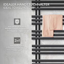 LuxeBath Radiateur de salle de bain acier anthracite50x160cm avec élément chauffant 1200W pas cher