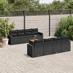 Maison Chic Salon de jardin 9 pcs avec coussins | Ensemble de Table et chaises | Mobilier d'Extérieur noir résine tressée -GKD55568