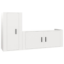 vidaXL Ensemble de meubles TV 2 pcs blanc brillant bois d'ingénierie