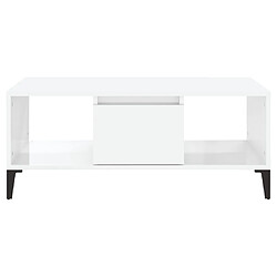 Maison Chic Table basse,Table Console Table d'appoint, Table pour salon Blanc brillant 90x50x36,5 cm Bois d'ingénierie -MN33999 pas cher