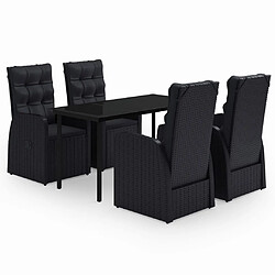 vidaXL Ensemble à manger de jardin avec coussins 5 pcs Noir