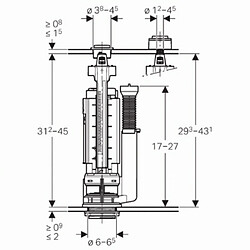 mécanisme complet - type 290-380 - double touche - alim universelle - geberit 283.304.21.2