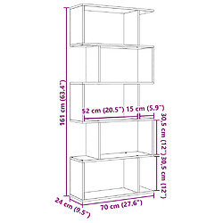 vidaXL Étagère séparatrice de pièce à 5 niveaux gris béton 70x24x161cm pas cher