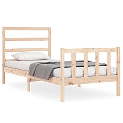 Maison Chic Lit adulte - Cadre Structure de lit avec tête de lit Contemporain 90x190 cm bois massif -MN28564