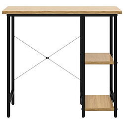 Helloshop26 Bureau table poste de travail meuble d'ordinateur informatique étude d'ordinateur et chêne clair 80 x 40 x 72cm MDF et métal brun 02_0023755