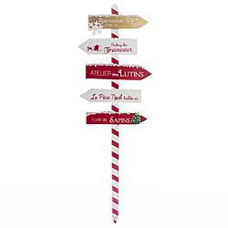 Pancarte en Bois Rouge Blanc 120 cm - FEERIC CHRISTMAS