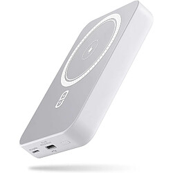 SANAG Batterie Externe Magnétique Powerbank 10000Mah Portable Power Bank Magnetic Sans Fil Chargeur Avec Pd 20W Câble Usb-C | Compatible Avec Iphone15 14 13 12 Pro Pro | Blanc