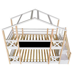 KOMHTOM Lits Superposés Enfant 90 X 200 Avec Escalier et Tiroirs - Protection Antichute - Multifonctionnel - En Bois Massif - Sans Matelas - Blanc pas cher