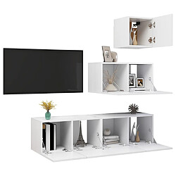 Avis Maison Chic Ensemble de meubles TV 4 pcs | Banc TV Moderne pour salon | Meuble de Rangement - Blanc Aggloméré -MN16020