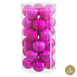 BigBuy Home Boules de Noël Fuchsia Plastique Ø 6 cm (30 Unités)