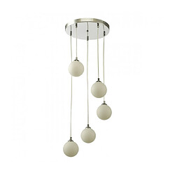 Luminaire Center Suspension Federico Chrome poli,verre opale 5 ampoules 150cm