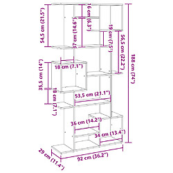 vidaXL Bibliothèque vieux bois 92x29x188 cm bois d'ingénierie pas cher