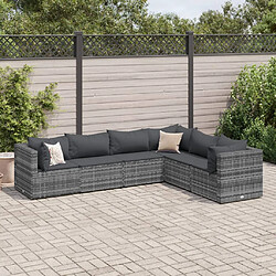 vidaXL Salon de jardin 6 pcs avec coussins Gris Résine tressée