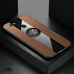 Wewoo Coque Souple Pour OPPO A7X / F9 XINLI tissu de couture Antichoc TPU Housse de protection avec support d'anneau Brown