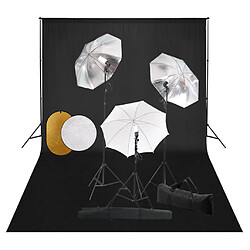 vidaXL Kit de studio photo avec lampes toile de fond et réflecteur