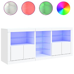 Maison Chic Commode Buffet - Meuble de rangement avec lumières LED blanc 162x37x67 cm -GKD74042 pas cher