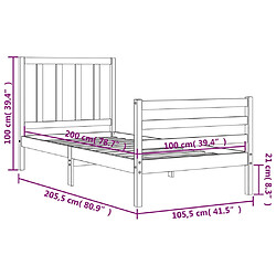 vidaXL Cadre de lit sans matelas 100x200 cm bois massif de pin pas cher