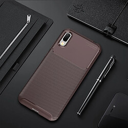 Wewoo Coque en TPU antichoc Texture fibre de carbone Beetle Series pour HuY6 Pro (2019) (Marron)