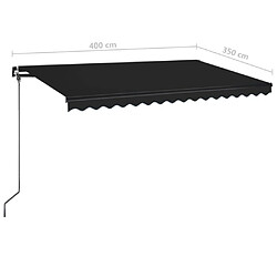 vidaXL Auvent manuel rétractable avec LED 400x350 cm Anthracite pas cher