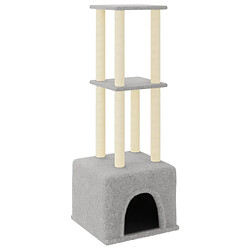 Helloshop26 Arbre à chat meuble tour grimper jouet grattage grattoir escalade plateforme avec griffoirs en sisal clair 133,5 cm gris 02_0022563