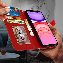 Avizar Housse iPhone 11 Étui Folio Porte carte Support Vidéo Rouge pas cher