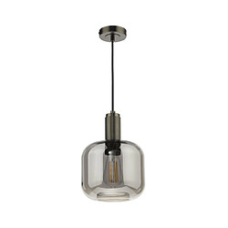 Luminaire Center Suspension Nikolas Verre Fumé & Chrome Antique