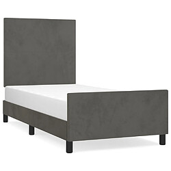 Maison Chic Lit adulte - Cadre Structure de lit avec tête de lit Contemporain Gris foncé 100x200 cm Velours -MN82040