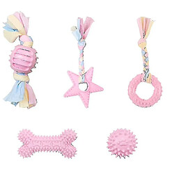 Corde De Jouet Pour Chien Avec Balle, 5 Jouets Pour Chiots Pour Chiens Soins Dentaires, Ensemble De jouets à Mâcher Pour Chiens De Petite/moyenne Taille, Os Pour Jouets Pour Chiens Indestructibles -rose pâle-4