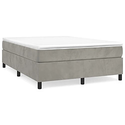 vidaXL Sommier à lattes de lit et matelas Gris clair 140x200cm Velours