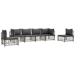 Avis Maison Chic Salon de jardin 6 pcs + coussins - Mobilier/Meubles de jardin - Table et chaises d'extérieur anthracite résine tressée -MN49344