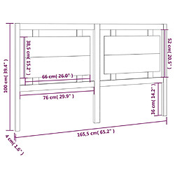 vidaXL Tête de lit Blanc 165,5x4x100 cm Bois massif de pin pas cher