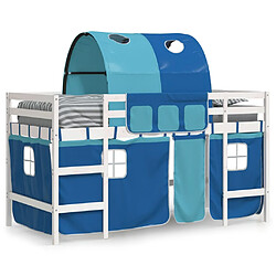 Vidaxl Lit mezzanine enfants avec tunnel bleu 80x200cm bois pin massif