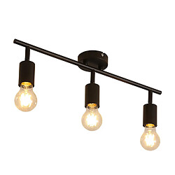 NETTLIFE 3 spots de plafond noir - lampe industrielle E27 vintage pivotante à 350° pour cuisine salon chambre sans ampoule