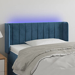 vidaXL Tête de lit à LED Bleu foncé 83x16x78/88 cm Velours