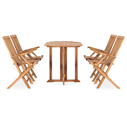 vidaXL Ensemble à manger d'extérieur pliable 5 pcs Bois solide de teck