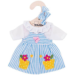 Bigjigs Toys Robe Rayée Bleue - Poupée Douce 28cm