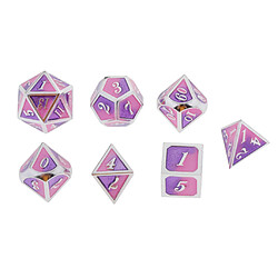 Jeu de 7 dés en métal polyédrique pour D u0026 D Pathfinder RPG Jeu Rose Pourpre