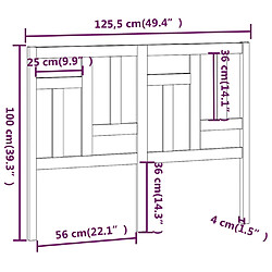 Acheter vidaXL Tête de lit Noir 125,5x4x100 cm Bois massif de pin