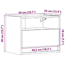 vidaXL Table de chevet murale avec lumières LED sonoma gris pas cher